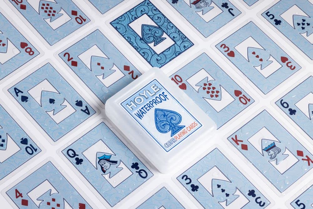 Hoyle smooth-shuffling deck stays readable when wet.