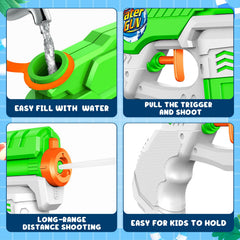 HozHoy water gun range up to 15-20 feet for lively outdoor battles.