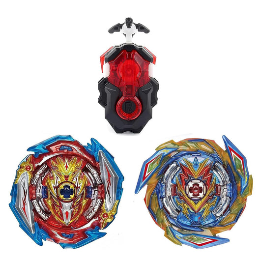 Hozuumo gyro battling top front view with launcher, durable indoor fun.