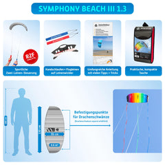 HQ Kites Symphony Beach III 1.3 stunt kite flame in flight, smooth control