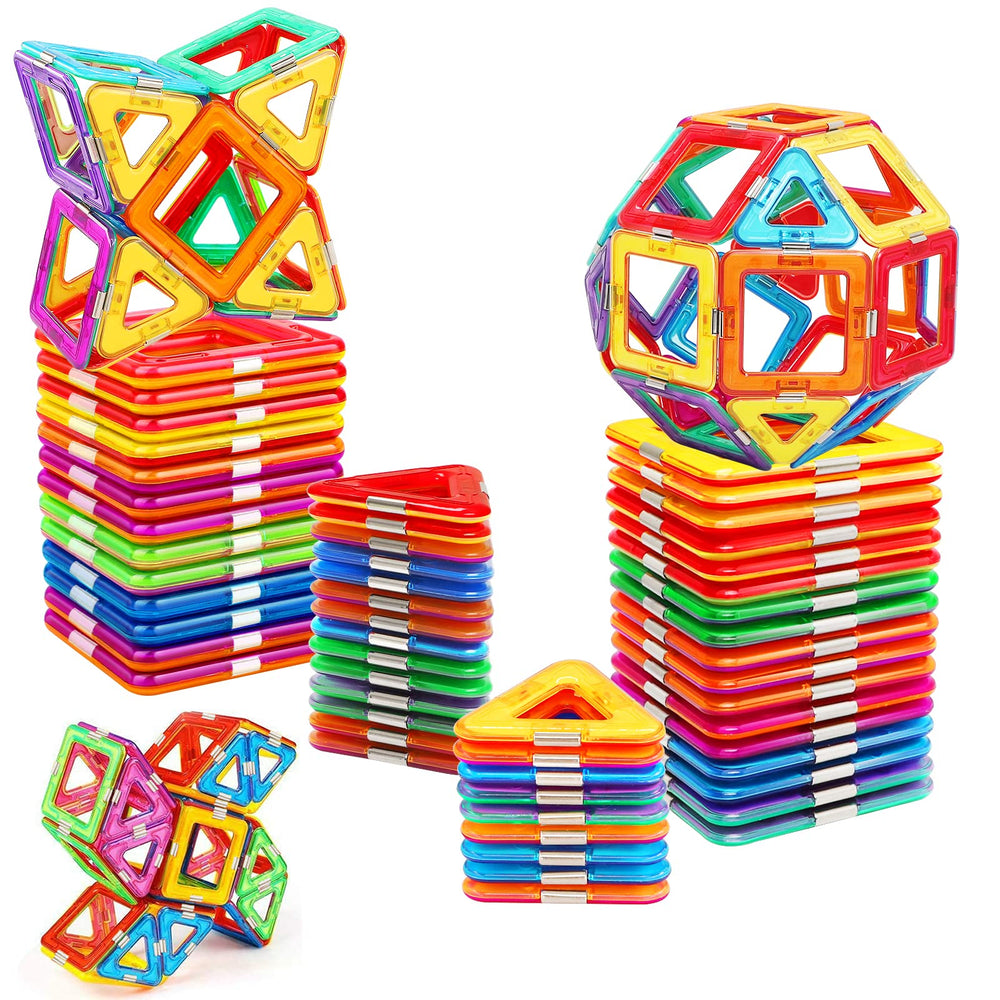 HQXBNBY Magnetic Tiles house build boosts spatial thinking and fine motor skills.