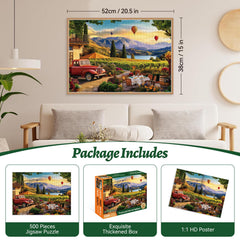 HQXXJW hot air balloons over vineyard scene 500pc colorful and uplifting