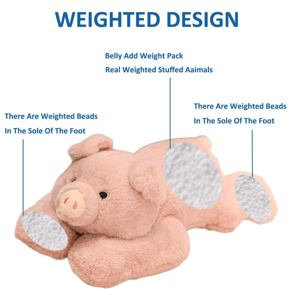Hronsa weighted pig plush abdomen bag detail with gentle pressure