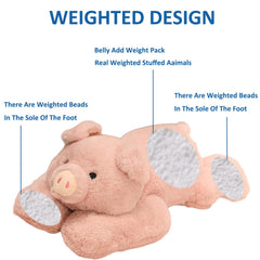 Hronsa weighted pig plush abdomen bag detail with gentle pressure