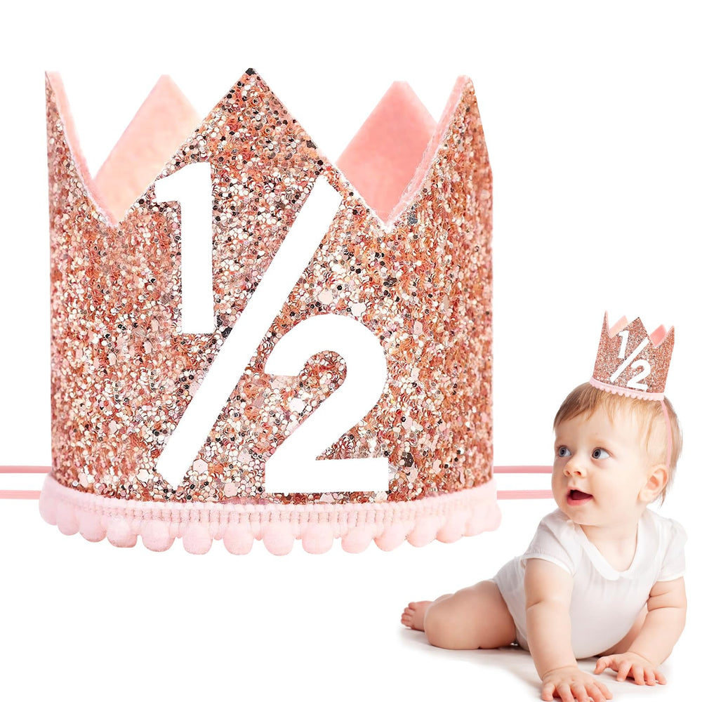 HRXMS half-birthday crown pink front design ideal for milestone photos