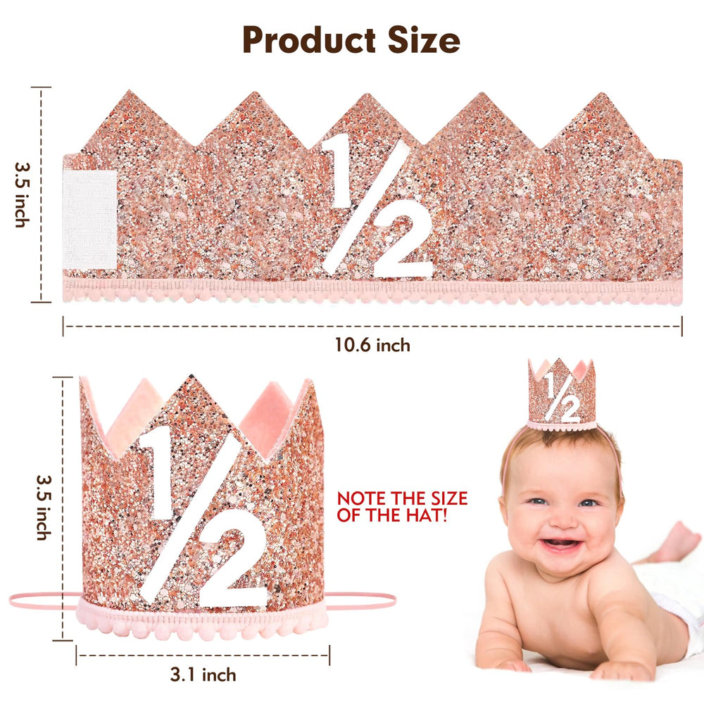 HRXMS half-birthday crown rose-gold sparkle enhances baby photos and celebrations