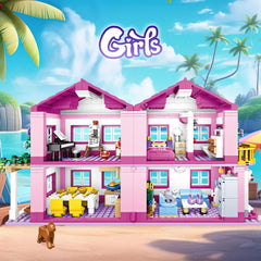 HSANHE Pink Girls Villa Instruction Book guides easy assembly.