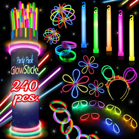 HSGUS 240 glow sticks pack for bright party lighting and easy decoration.