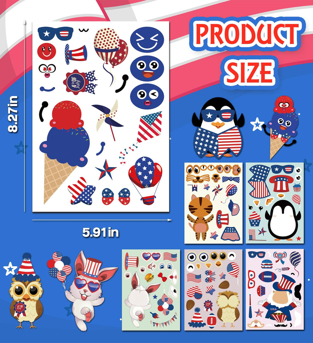 HSHFAMIIY patriotic stickers with fireworks and stars for lively crafts