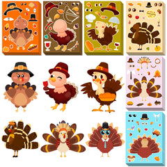 HSHFAMIIY Thanksgiving turkey face designs for kids' crafts and decor.
