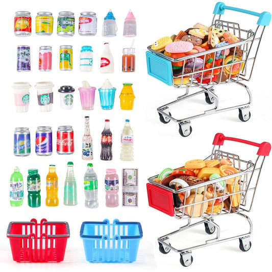 HSJH mini shopping cart redβlifelike detail for imaginative dollhouse play
