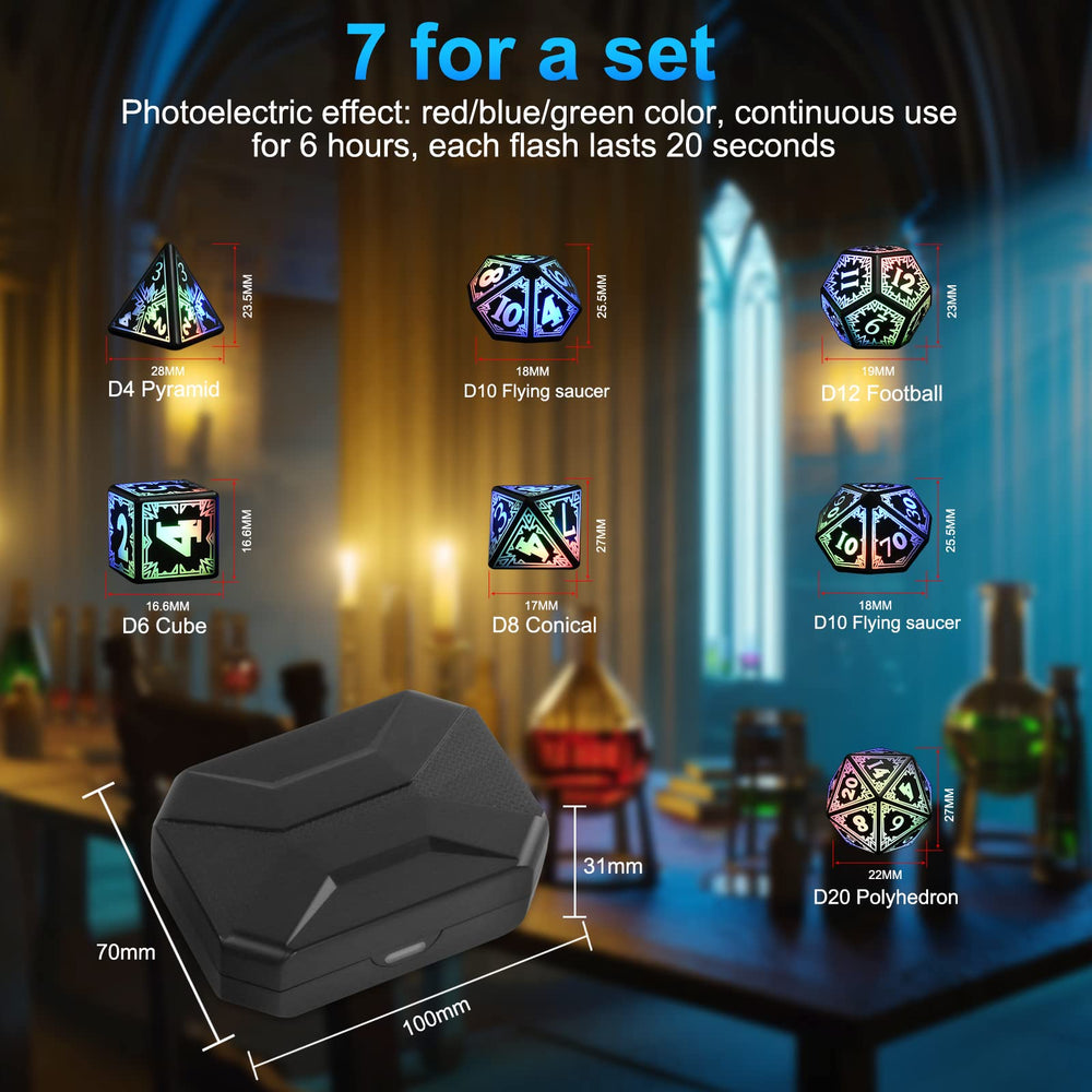 HTPOW light-up D10 dice glow with steady LED brightness for smooth sessions.
