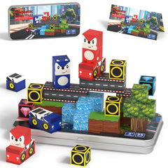HtZestToysiop 35pcs magnetic blocks on iron box for portable creative play