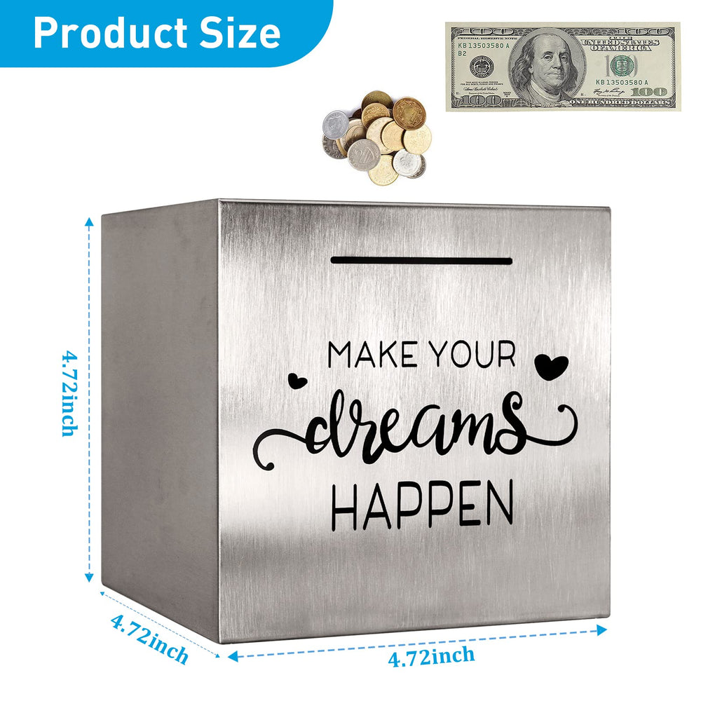 HuaArt piggy bank capacity supports up to 500 banknotes for future goals.