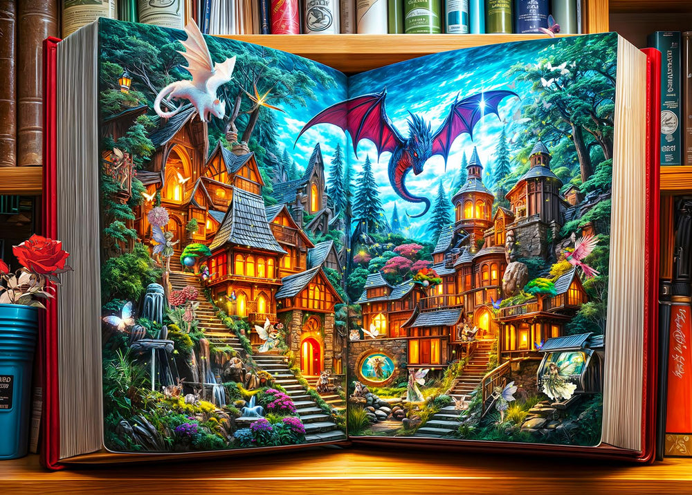 HUADADA The Magic Book of Fairy Tales 1000-piece puzzle artwork for mindful evenings