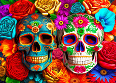 HUADADA 1000-piece puzzle with colorful flowers skull, enhances focus and family bonding.