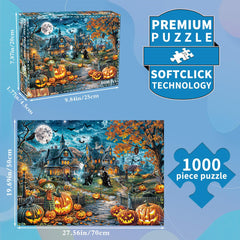 HUADADA haunted-house-pumpkins image for family puzzle night