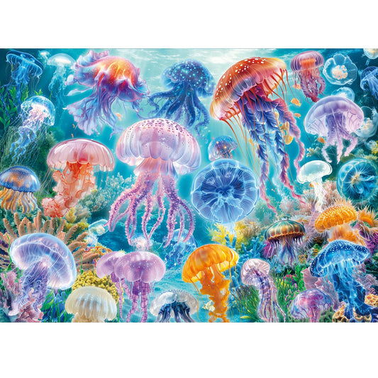HUADADA 1000-piece jellyfish scene puzzle for focused, relaxing sessions
