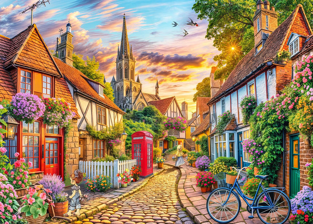 HUADADA puzzle shows a European town with cobblestone streets for focused solving