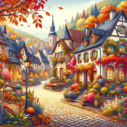 HUADADA town in autumn puzzle with vivid colors for immersive assembling.