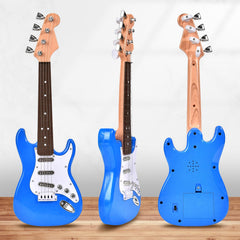 Huang Cheng Toys mini guitar strings closeup shows durable strings for play.