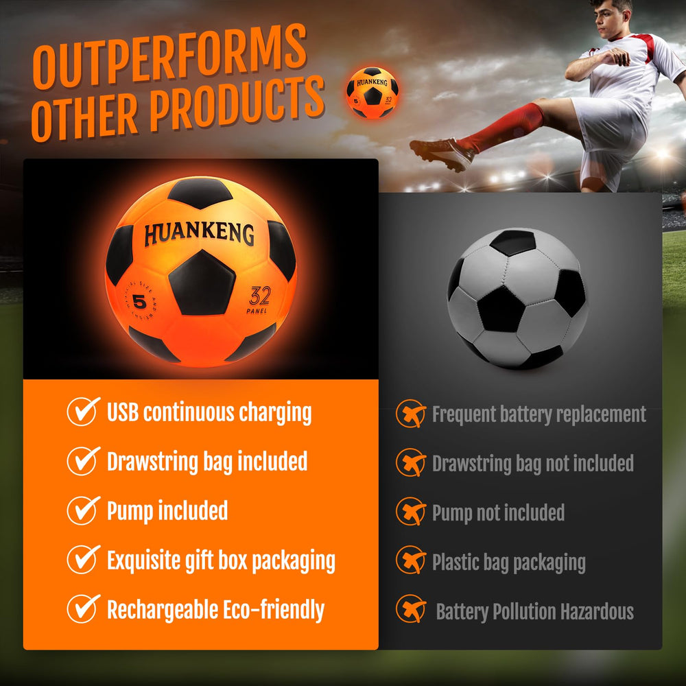 HuanKeng glow ball official size 5 for teen or beginner practice