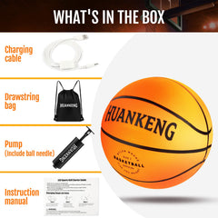 HuanKeng glow basketball USB cable included for easy charging on the go
