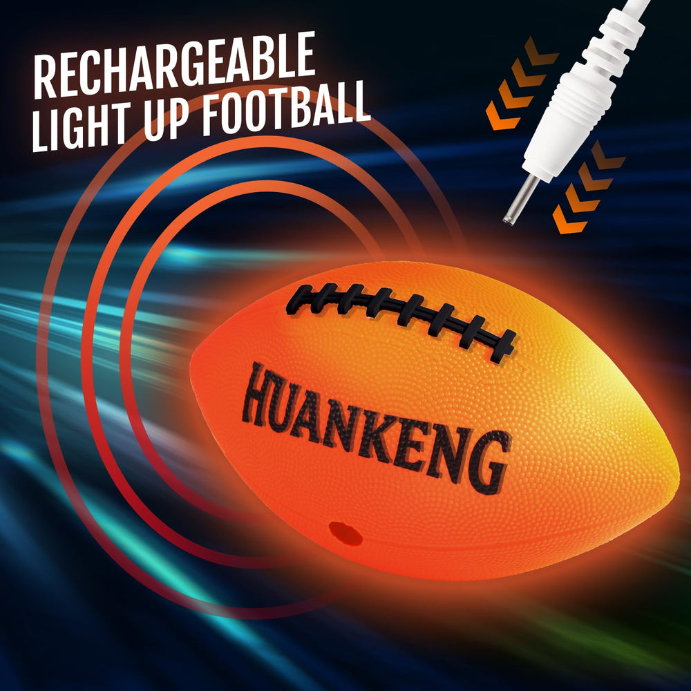 HuanKeng glow football charging port detail highlights waterproof design.