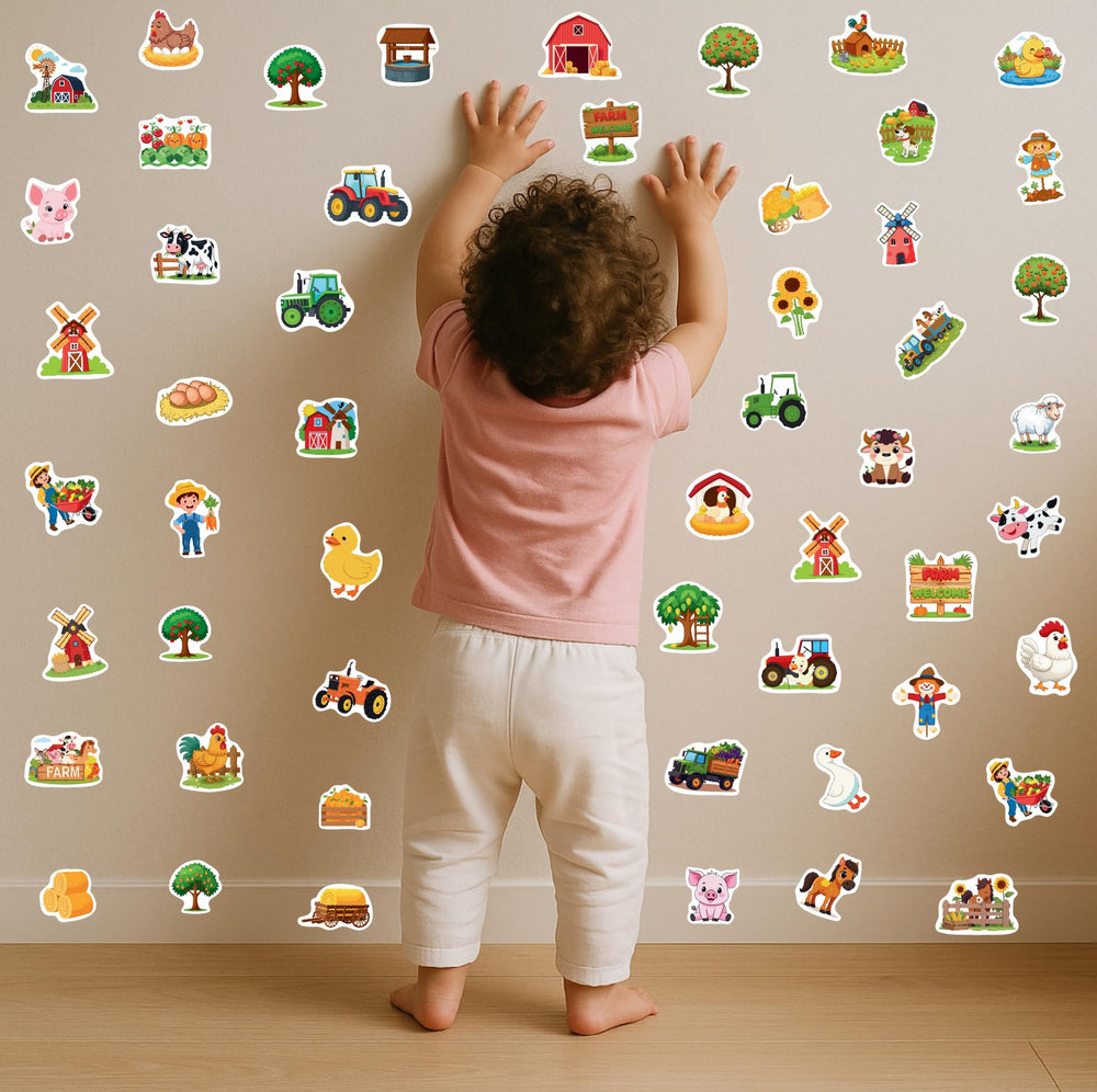 HUBACHTEM farm sticker pack, ideal for birthday parties and DIY decorations.