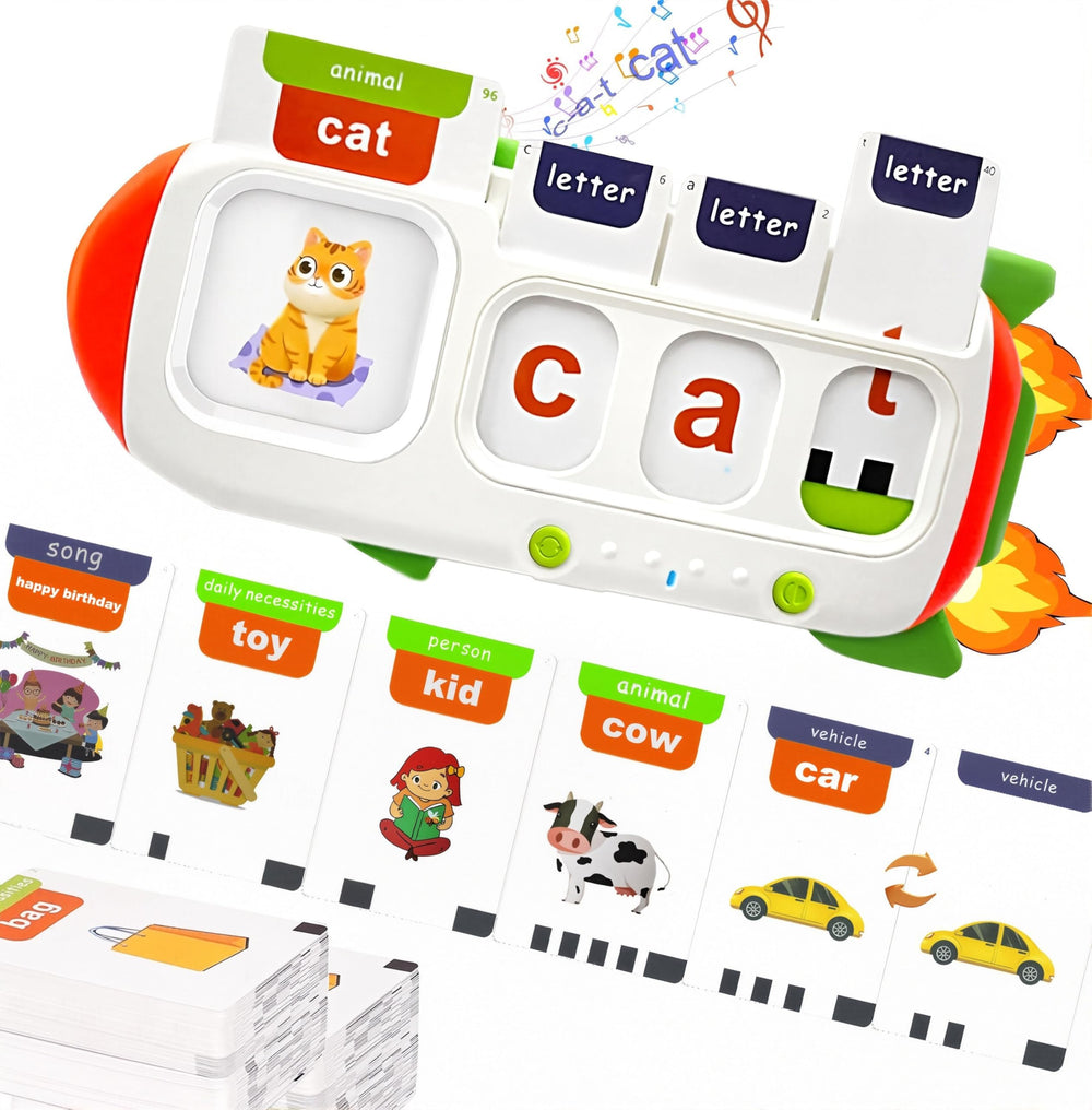 HubFIVY talking flash cards setup for toddlers enhances early literacy and word-picture matching