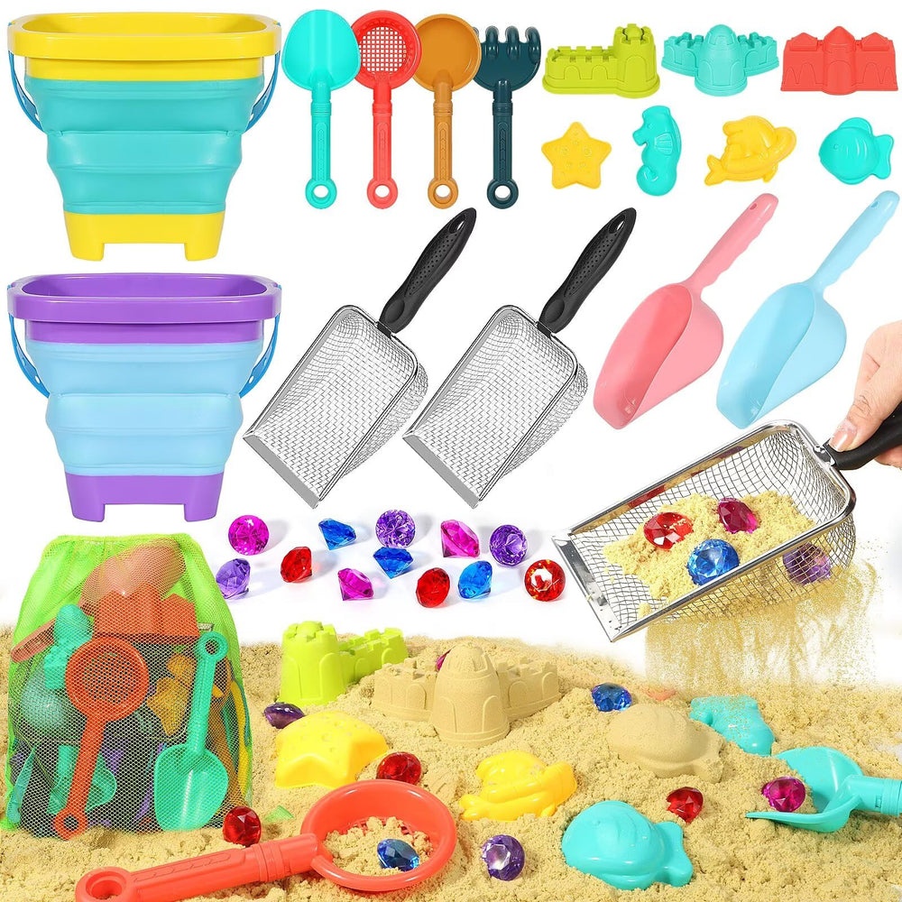 HUITEM Mesh bag keeps toys organized and dries fast.