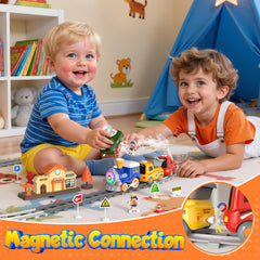 HUITEM Train Set communication truck adds busy city scene for cooperative play