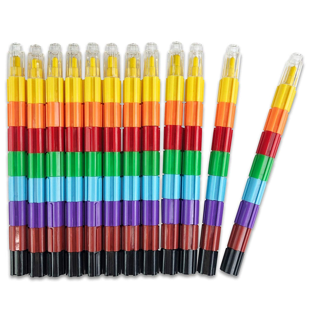 Huji stackable 8-color crayons set for kids; build, color, and customize art projects
