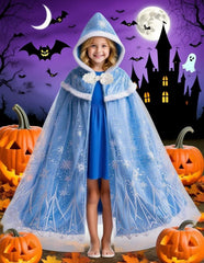 Hulaha Elsa Cape blue snowflake embroidery adds festive charm