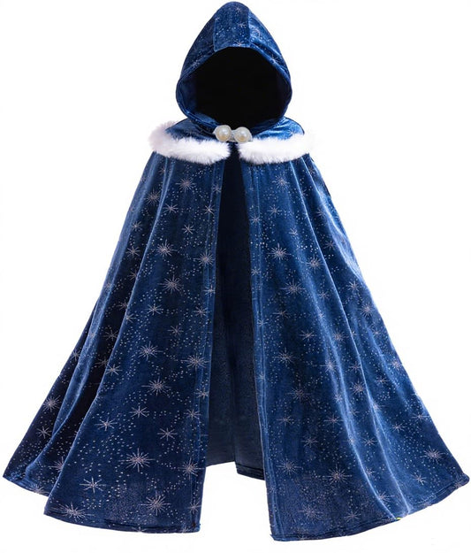 HulahaGirls Velvet Hooded Cape showcases warmth and softness for every princess adventure.
