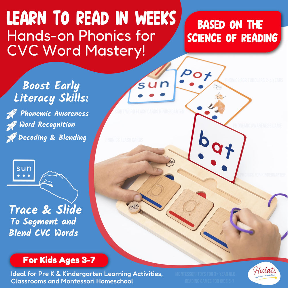 Hulats CVC Word Magic blending board supports decoding through hands-on sliding.