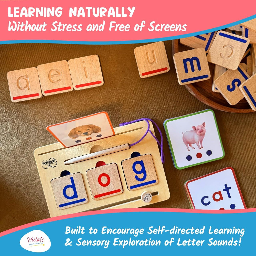 Hulats CVC Word Magic kids reading scene showcases home or classroom use.