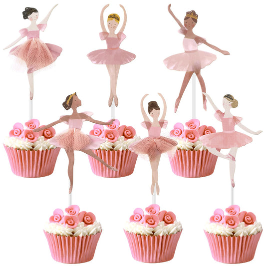 Humyoun 36 ballerina cupcake toppers create eye-catching treats.