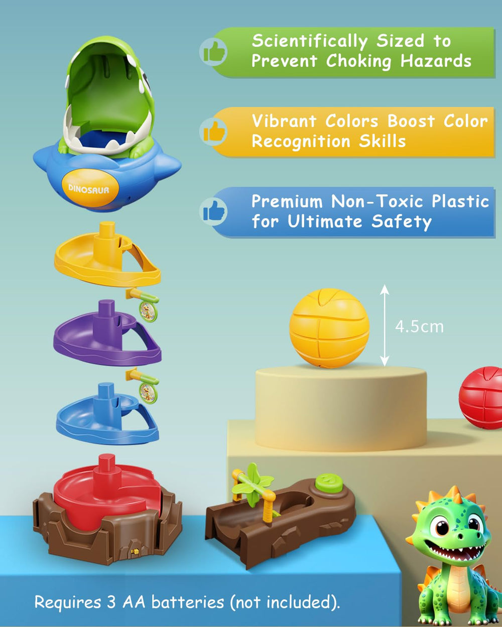 Humzo Ball Drop Toy BPA-Free Base ensures safe, stable setup during play sessions.