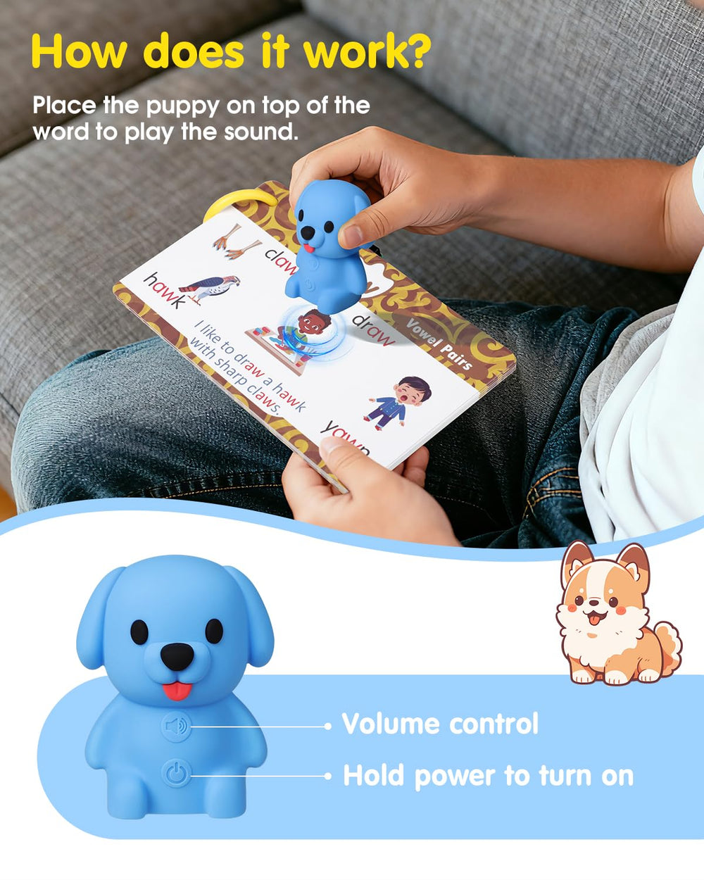 Humzo Phonics flash cards reader-dog set pages for interactive reading sessions