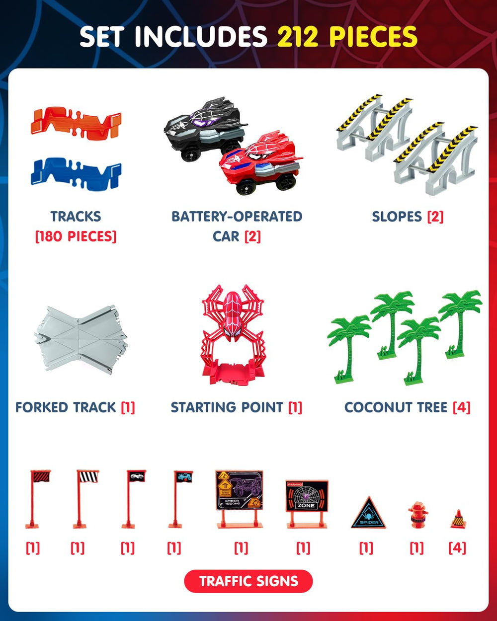 Humzo Spider Tracks flexible curve track for smooth indoor racing adventures.