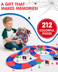Humzo Spider Tracks storage box keeps pieces organized after play.