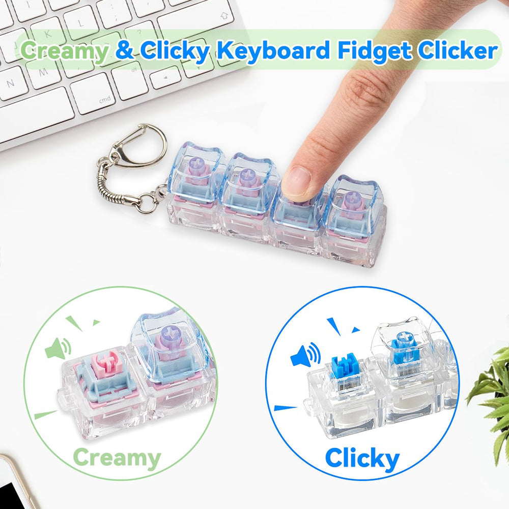 Close-up of Hunfuthr blue cat keyboard fidget in action with clicking sound