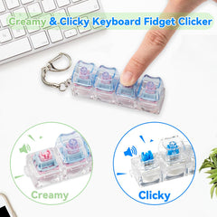Close-up of Hunfuthr blue cat keyboard fidget in action with clicking sound