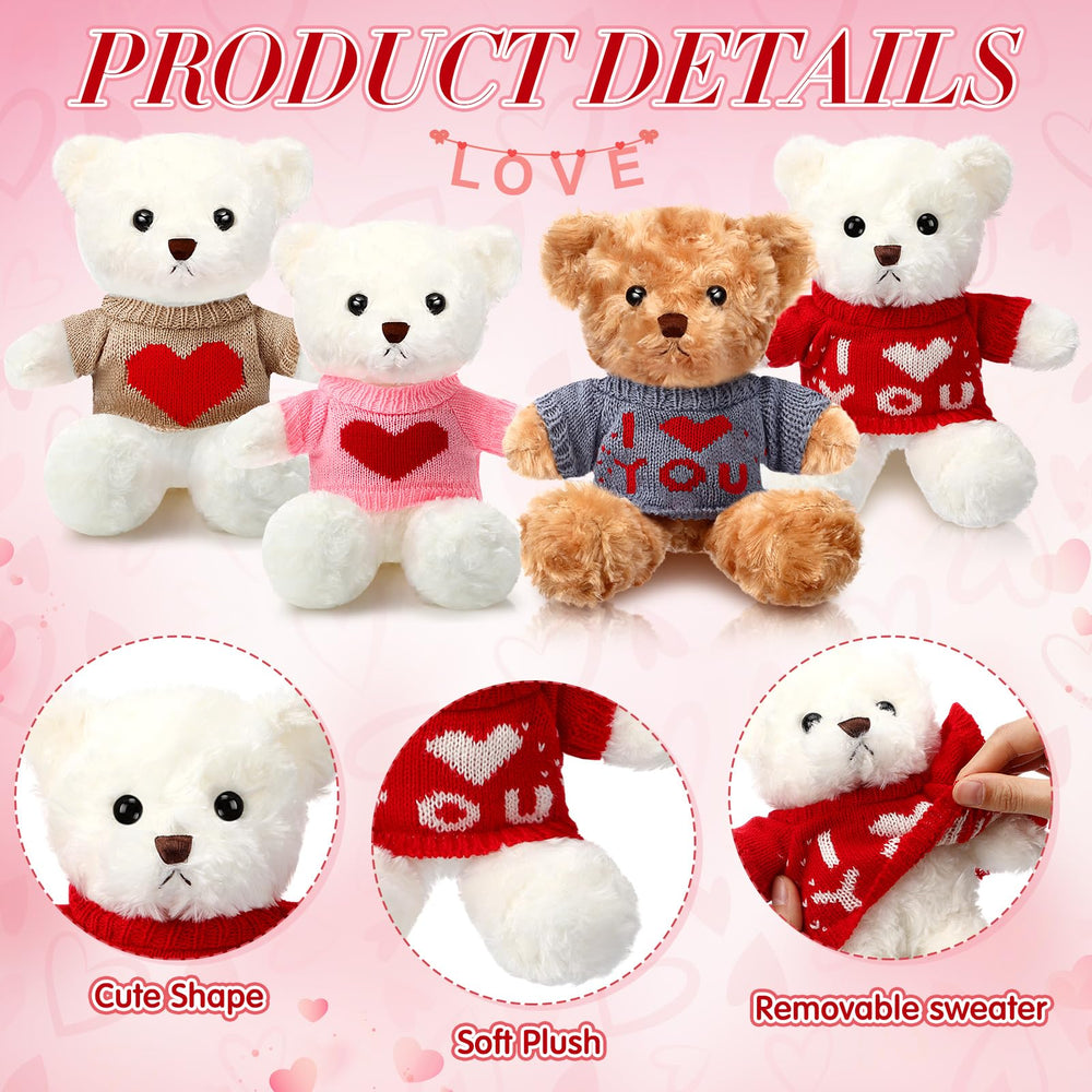 Hungdao bears with khaki, gray, red, pink, and white sweaters ready to gift.