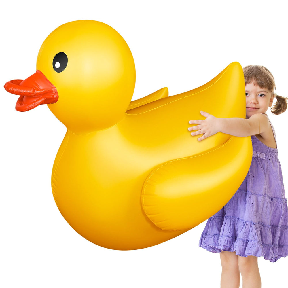 Hungdao giant inflatable duck shows its 4ft length for dramatic pool fun.