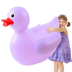 Hungdao giant inflatable duck purple front view for pool fun and decor.