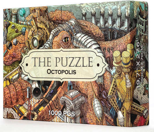 HUNGRY MINDS Octopolis 1000-piece puzzle with an intricate octopus scene for a challenge