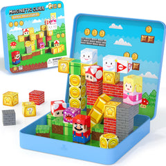 Hunloot 49pcs magnetic tiles travel box, ideal for on-the-go creativity.
