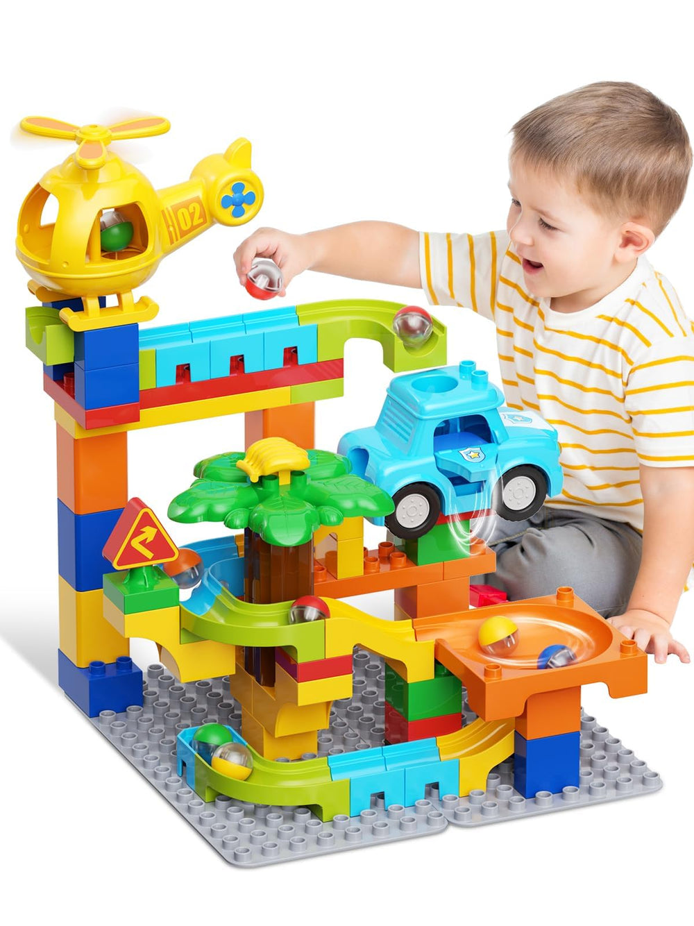 Hunloot Marble Runs 4-in-1 assembly promotes creative building and problem solving
